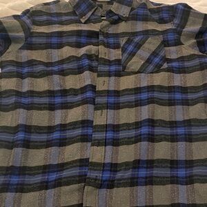 Casual Blue and Gray Plaid Button-Down Shirt